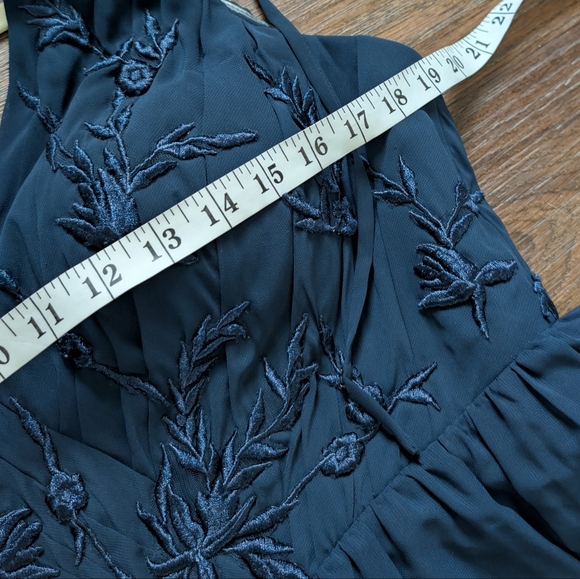 NWT Azazie Blue Navy Embroidered Floral Sleeveless Bridesmaid Gown Dress 14 - Picture 5 of 11